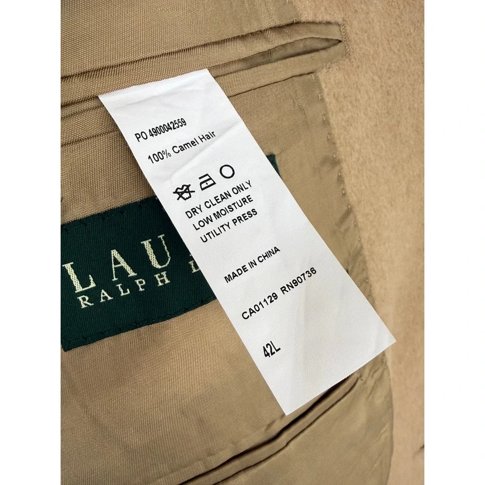 LAUREN RALPH LAUREN 100% Camel Hair Blazer Men 42L Sport Coat LUXURY